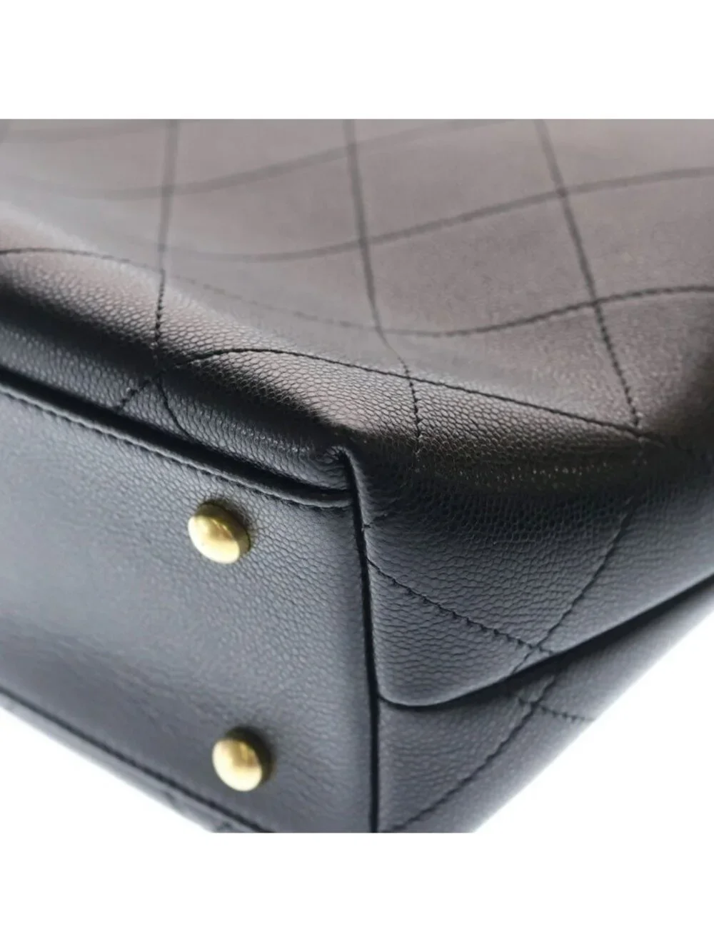 Chanel Quilted Classic Shopping Handbag Tote Shoulder Bag Black Caviar Leather